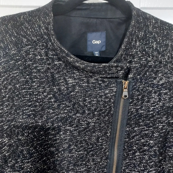 Gap Marled Black & White Tweed Moto Jacket in Size XXL - Picture 3 of 15